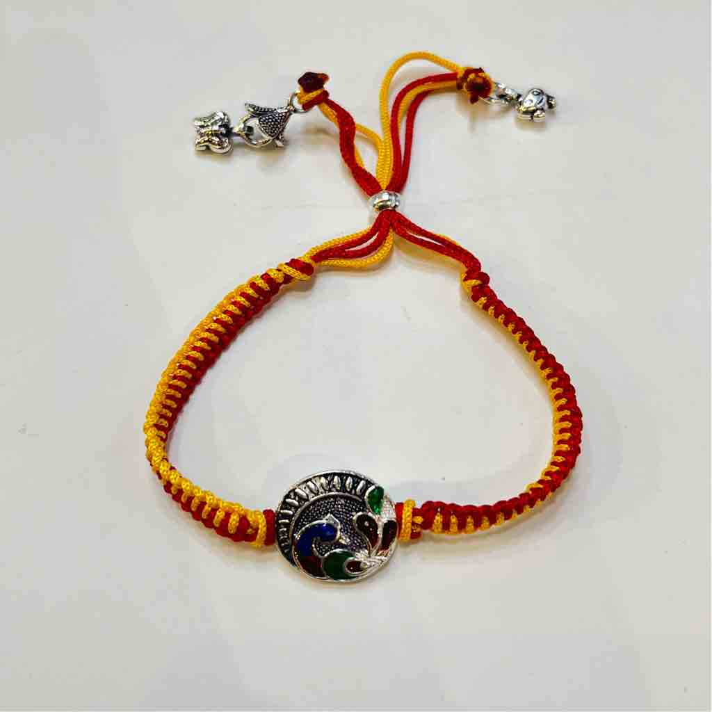 925 Silver Bhabhi Rakhi Peacock Design