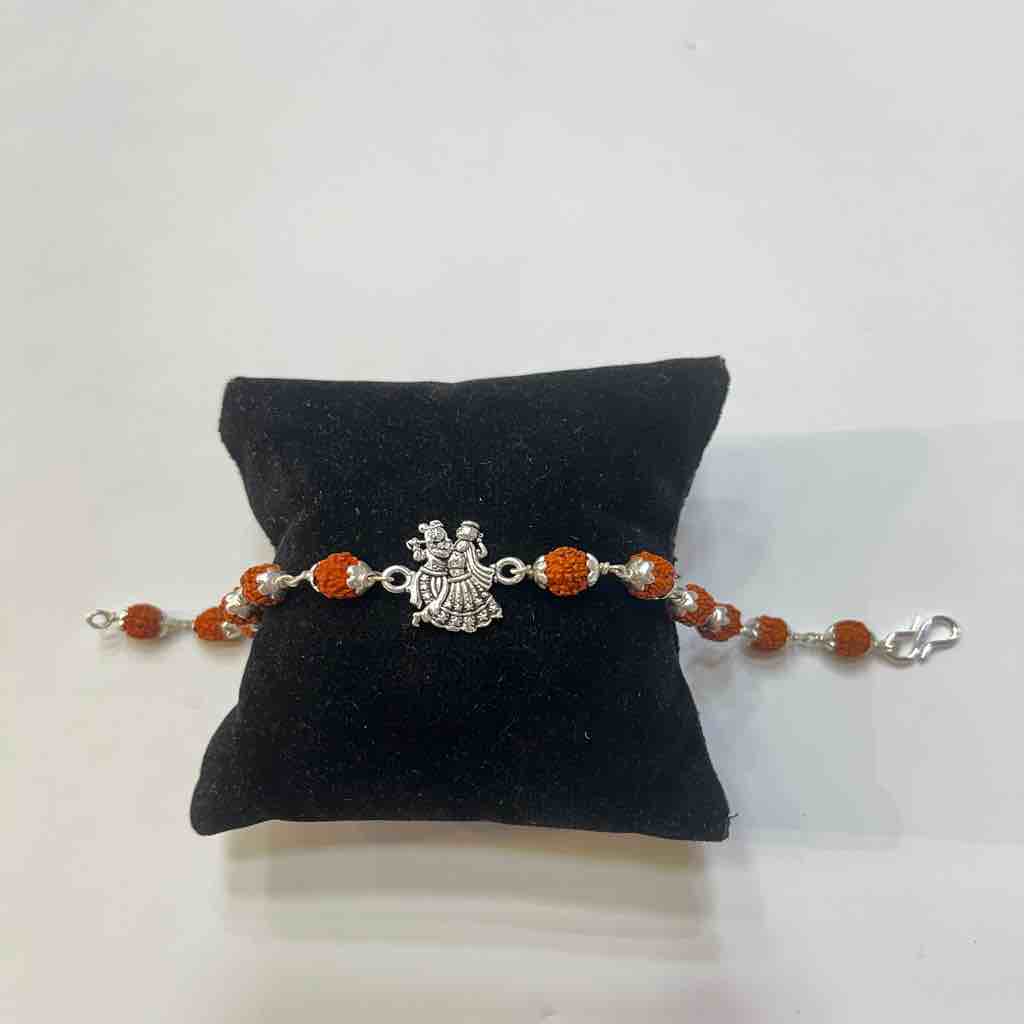 925 silver radha krishna design rakhi