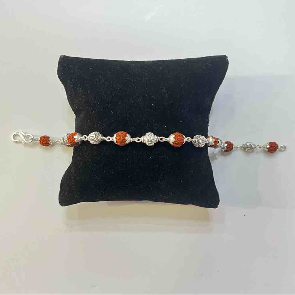 925 silver 1*1 rudraksh design rakhi