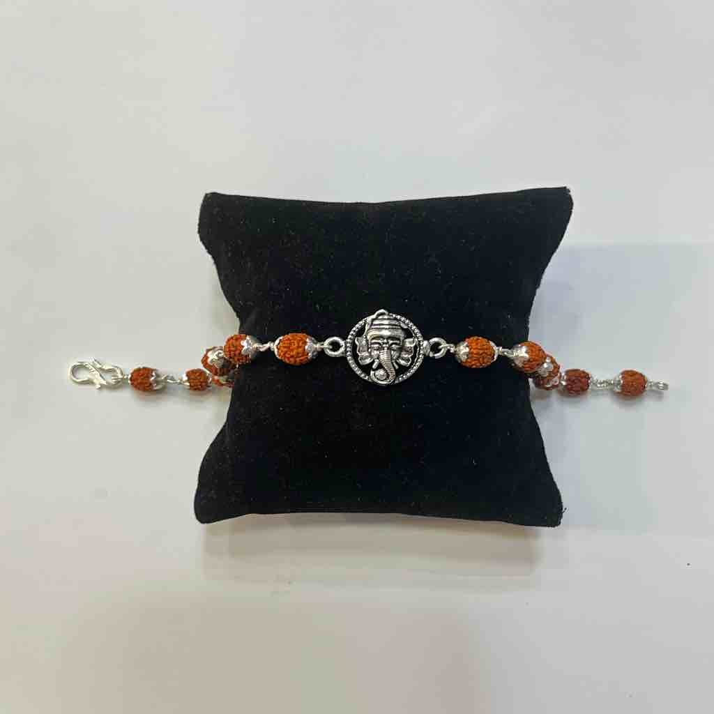 925 silver ganesh rudraksh rakhi