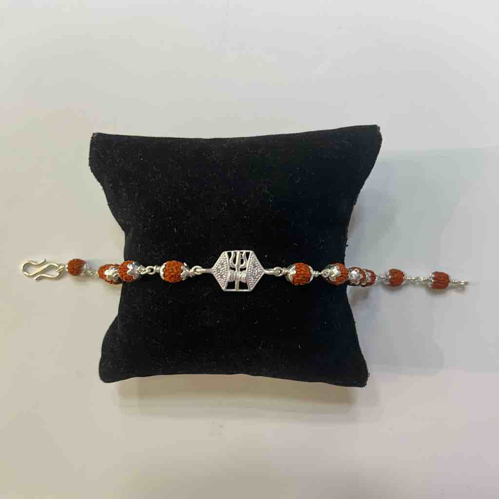 925 silver trishul damru design rakhi