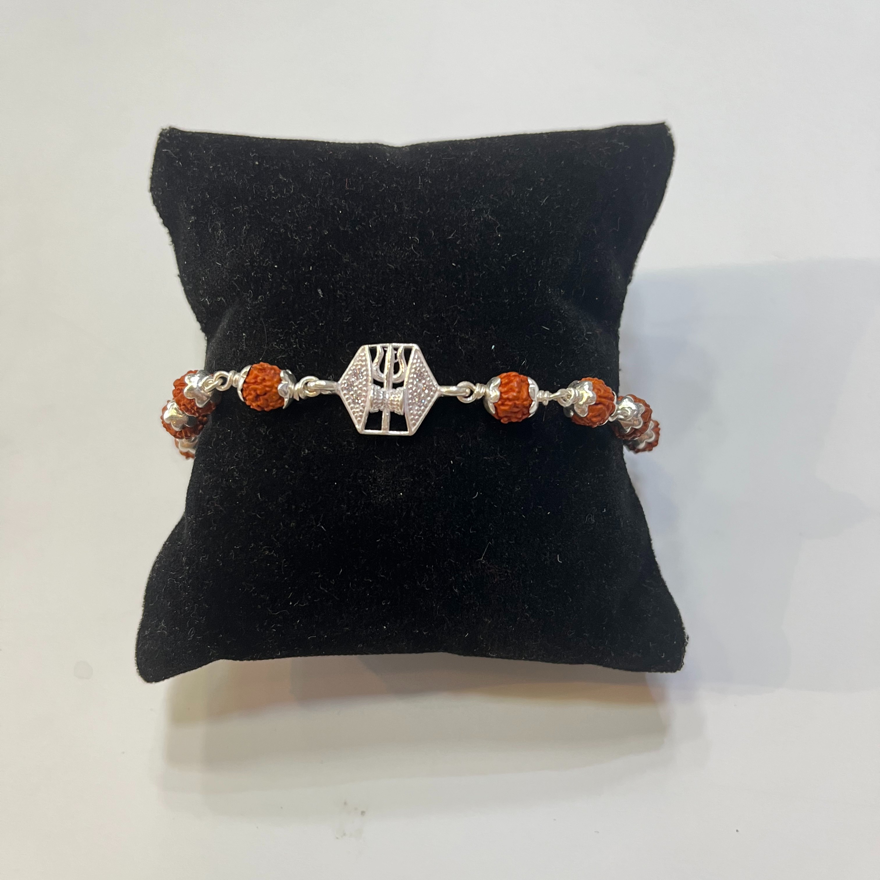 925 silver trishul damru design rakhi