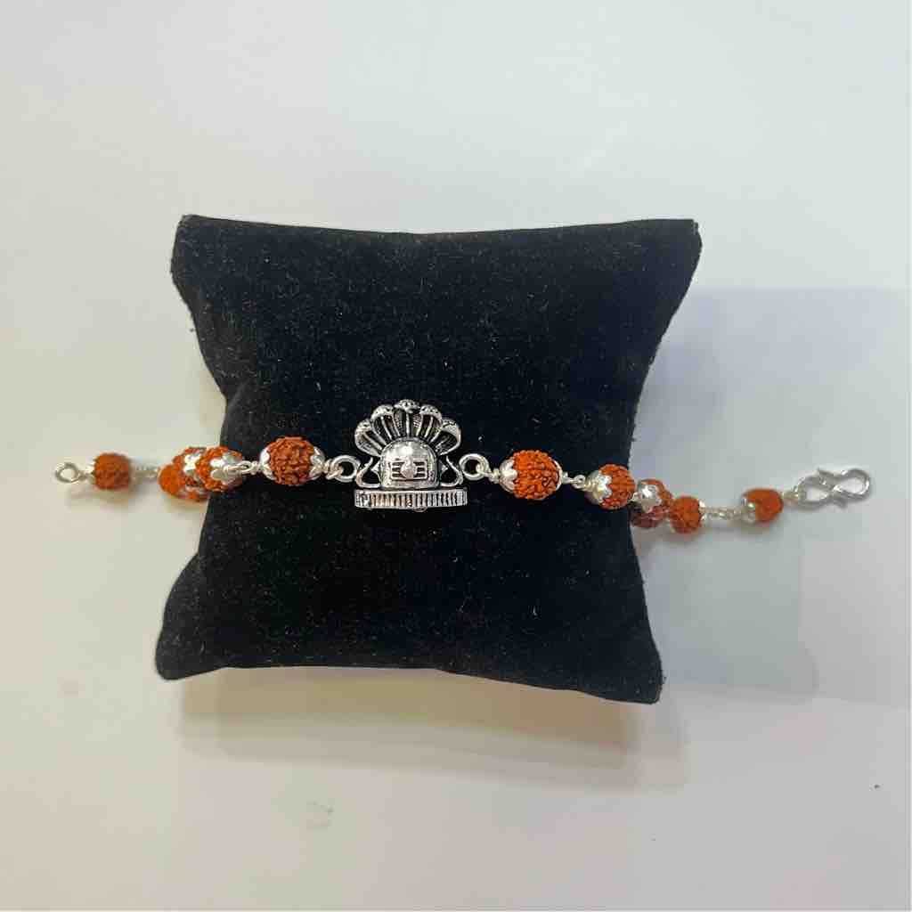925 silver rudraksha shivling design rakhi
