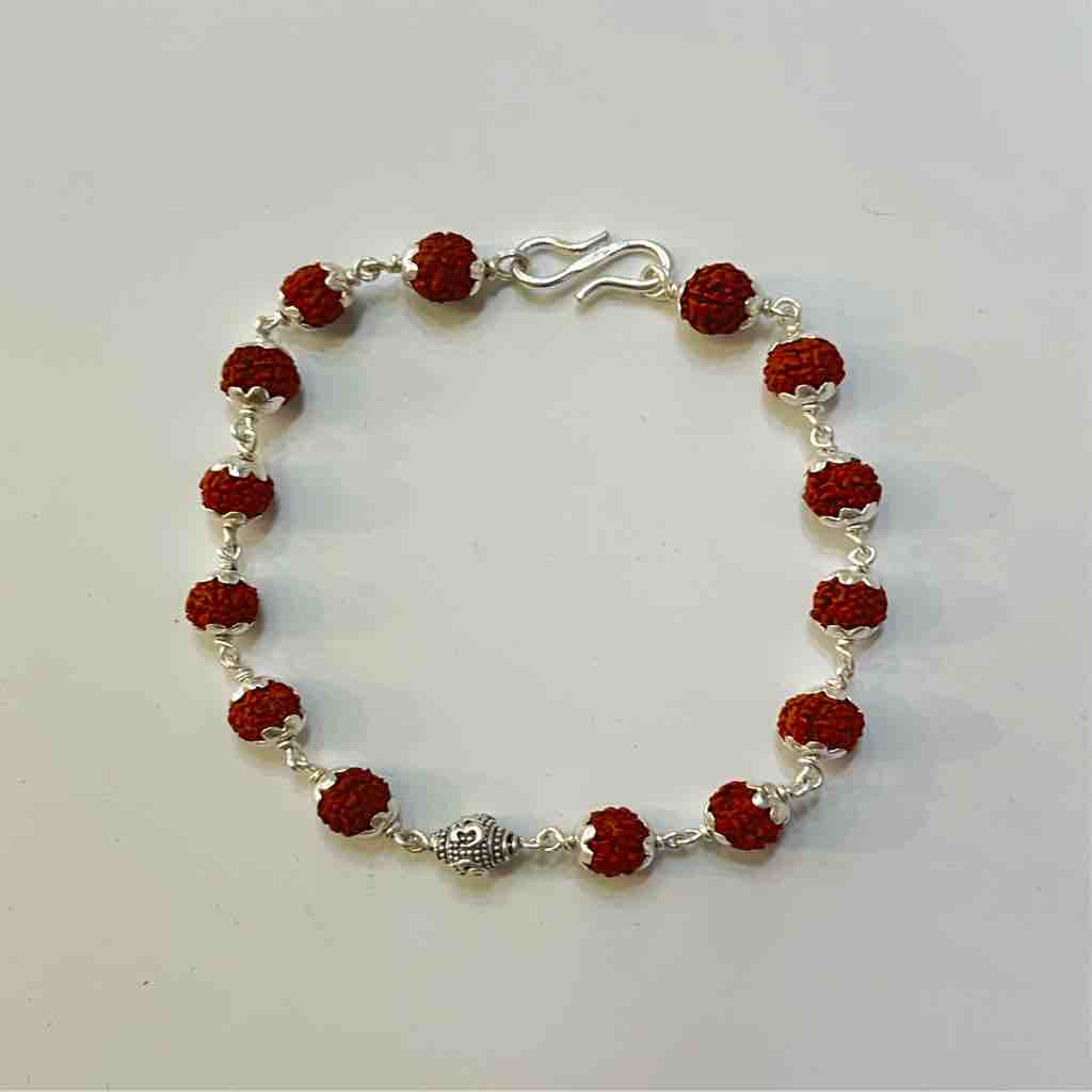 925 silver om beads rudraksh rakhi
