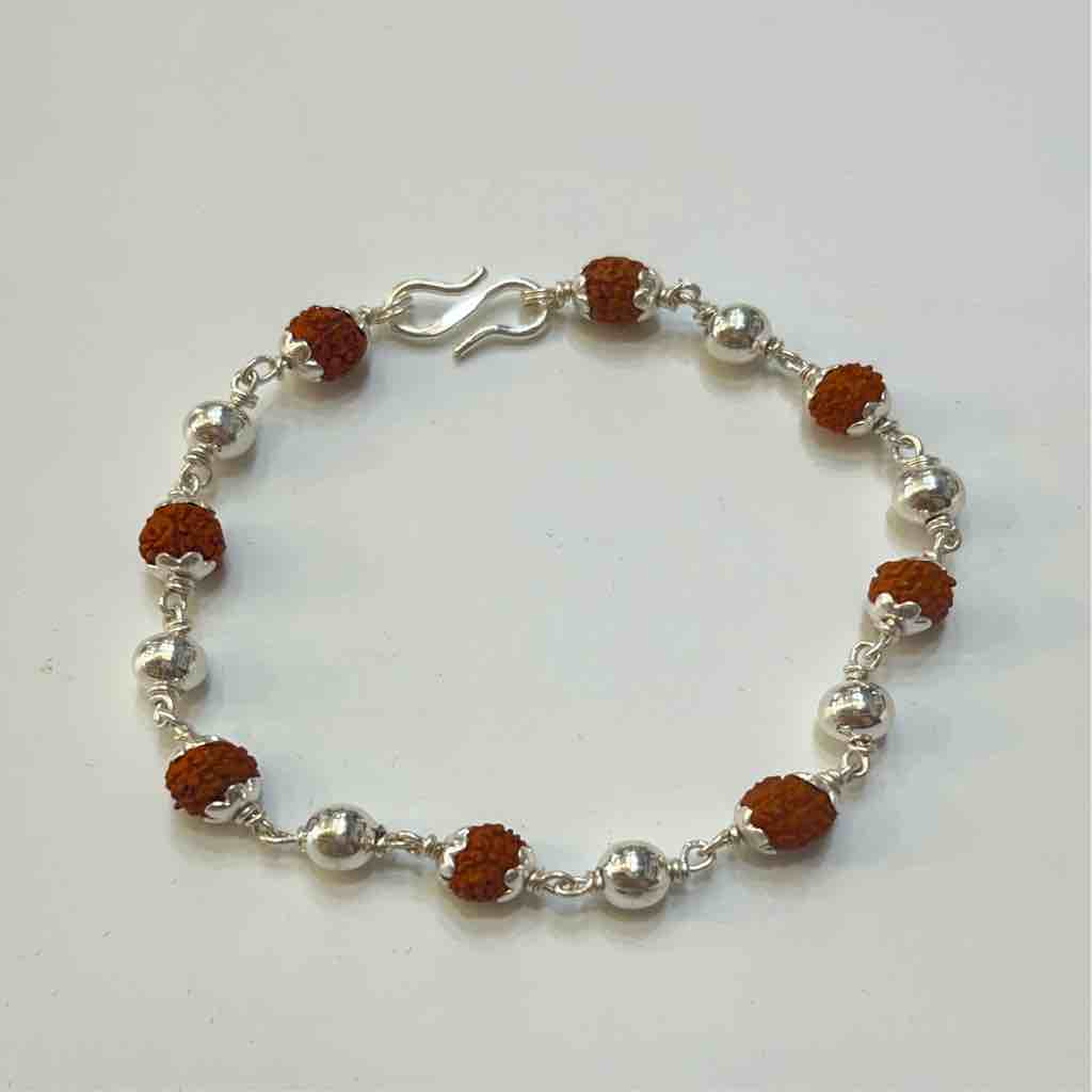 925 silver ball rudraksh rakhi