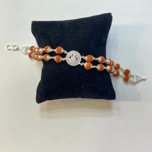 925 silver ganesh design double line rakhi