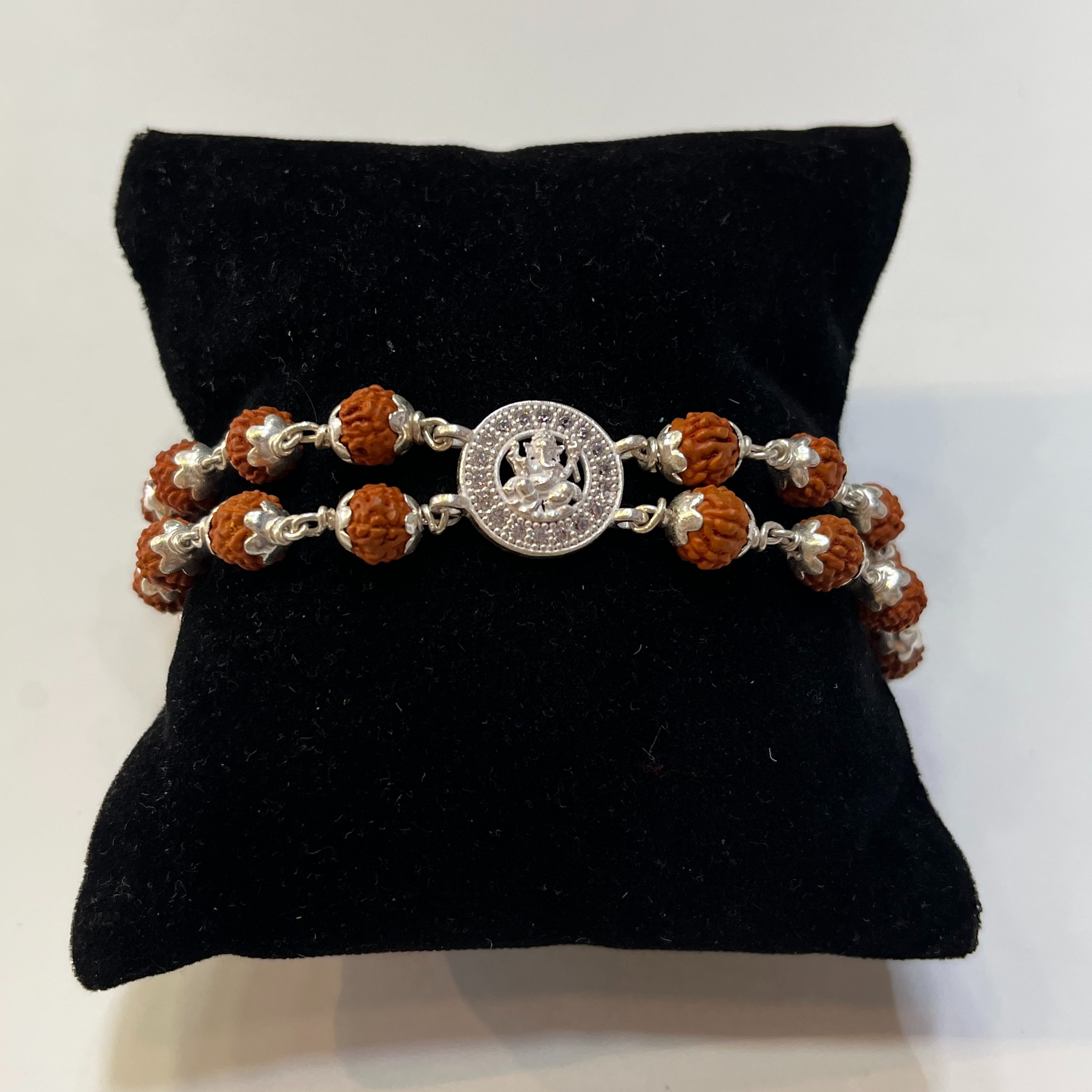 925 silver ganesh design double line rakhi