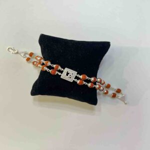 925 silver double line om design rakhi