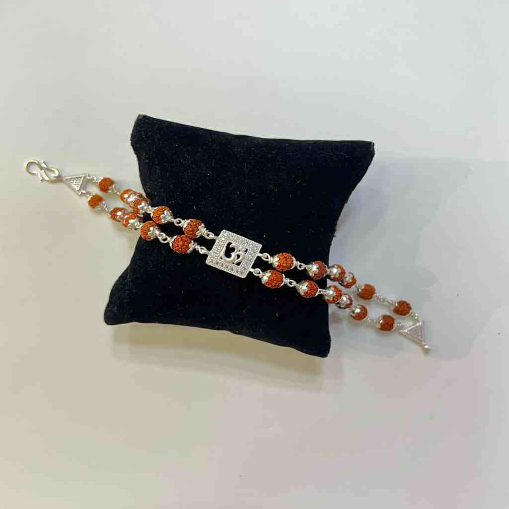 925 silver double line om design rakhi