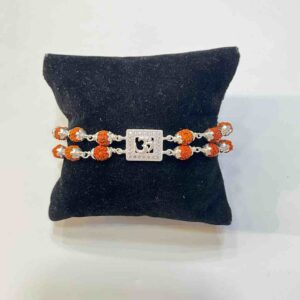925 silver double line om design rakhi