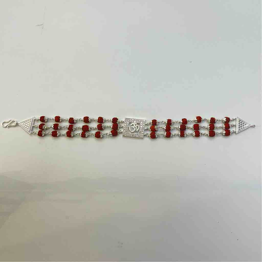 925 silver om design rakhi