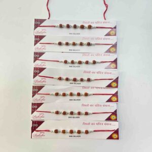 925 silver fancy five rudraksh rakhi