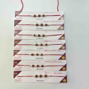 925 silver fancy three rudraksh rakhi