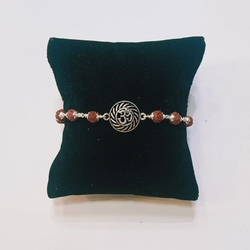 925 Silver Om Casting Rudrax Rakhi