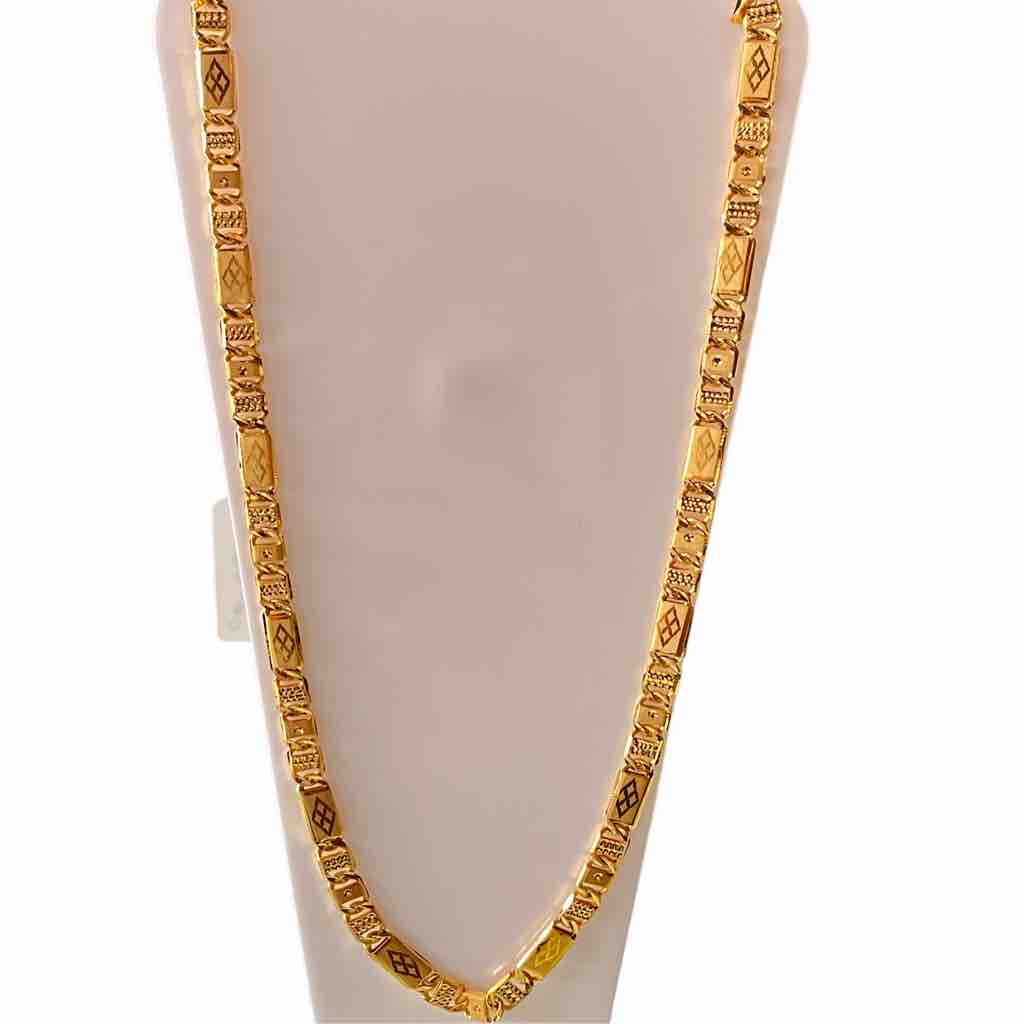 1gm Gold Plated Navabi (Biscuit) Fancy Design Chain