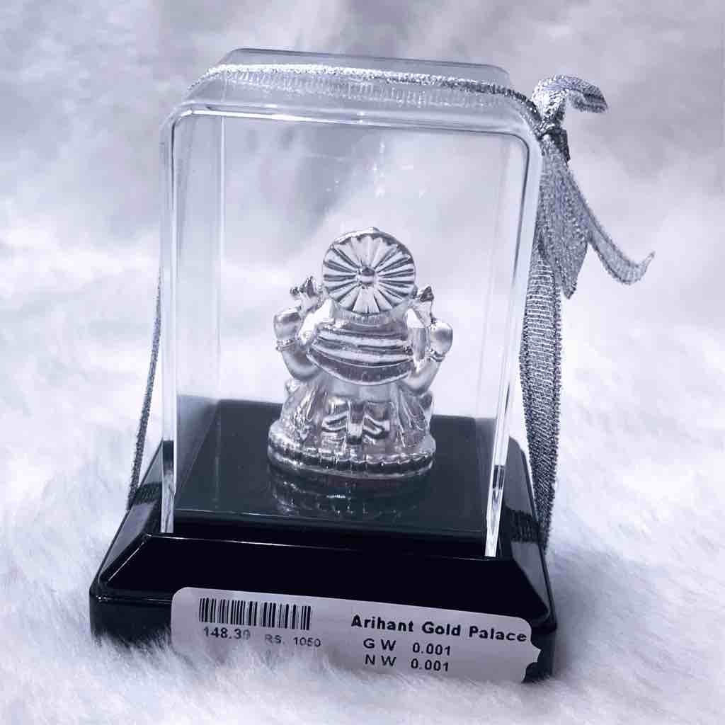 Silver plated antique ganeshji