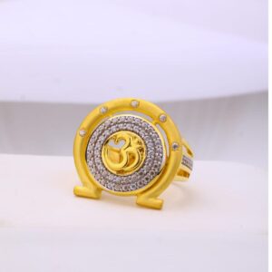 916 gold round design om fancy gents ring