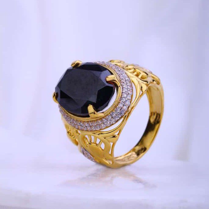 22k Gold New Classical Design Black Stone Gents Ring