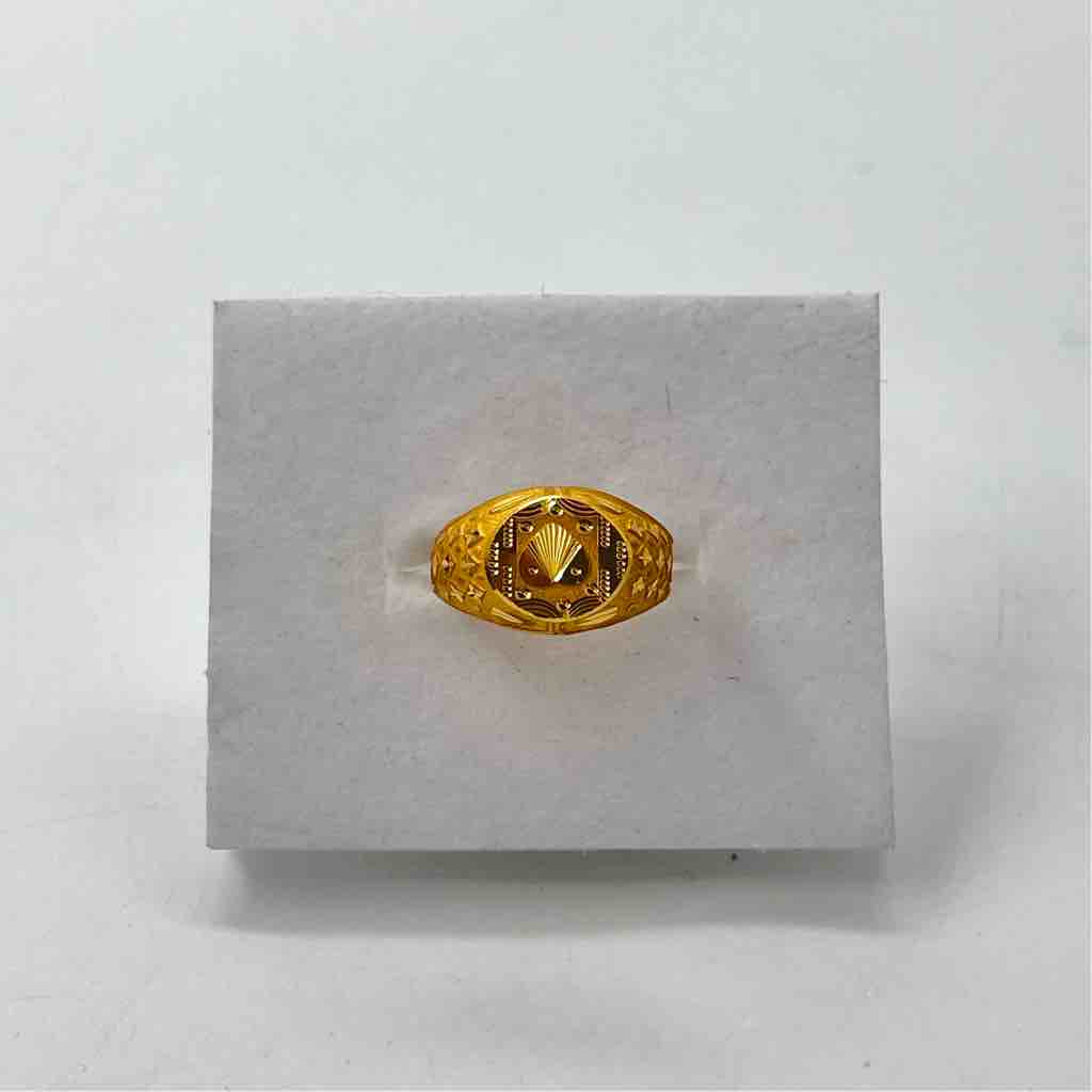 916 Gold Round Classic Design Ring