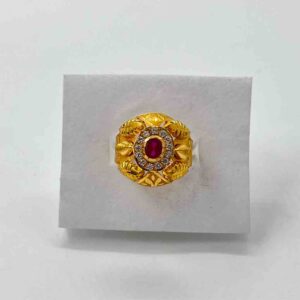 916 Gold One Diamond Big Design Ring