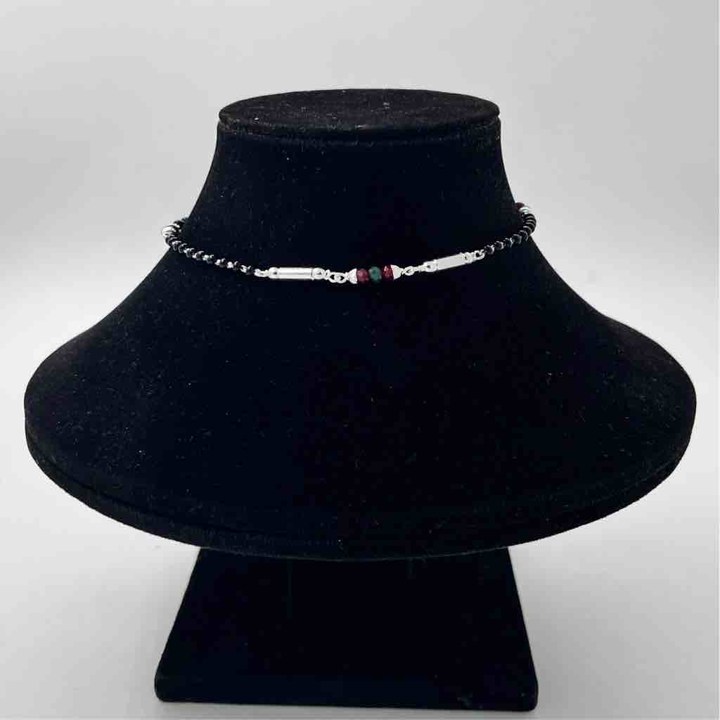 Silver bombey fancy black manka design payal