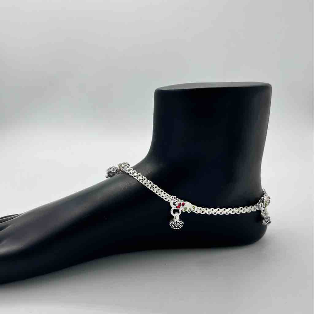 Silver Bombey Fancy Modern Design Anklets