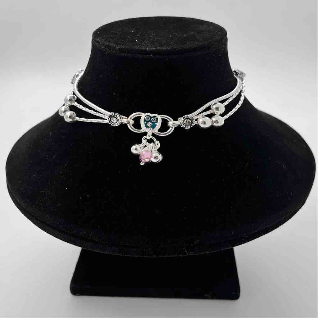 Silver Bombey Fancy Multi Colour Oxidised Anklets