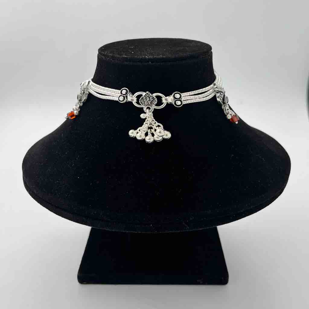 Silver Fancy Three Line Design Antique Payal
