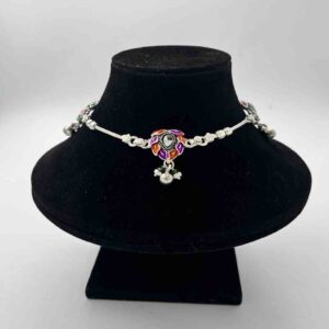 Silver Bombey Fancy New Multi Colour Design Anklets