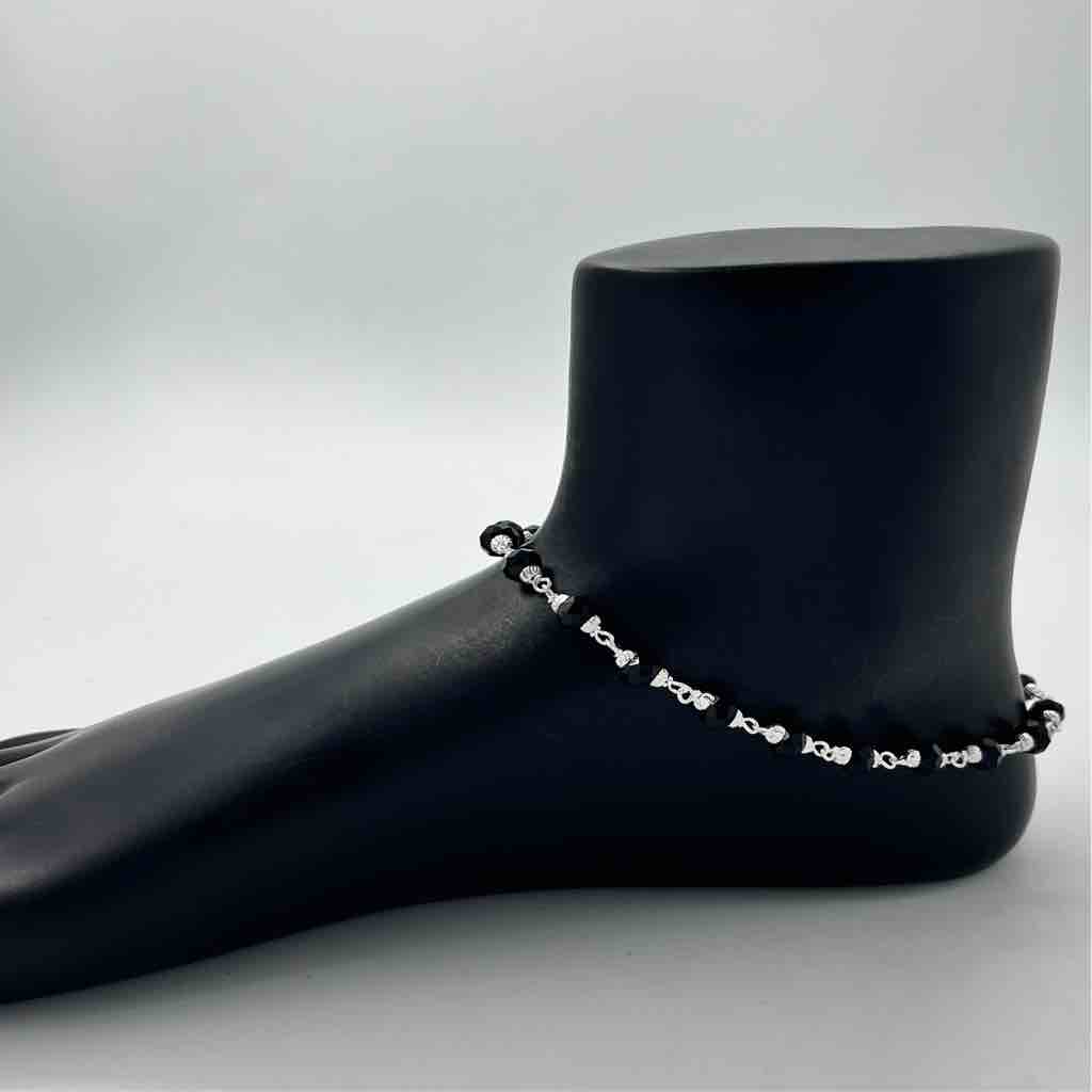 Silver Fancy Shalang  Black Manka Design Payal