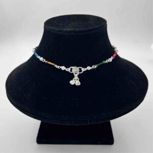 Silver Fancy Multi Colour Design Anklets