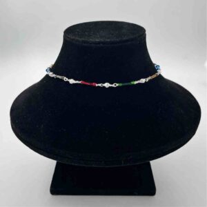 Silver Fancy Multi Colour Design Anklets