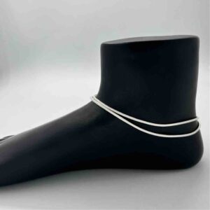 Silver Bombey Fancy Simple Plain Light Weight Design Anklets