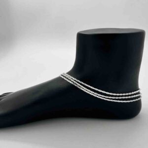Silver Bombey Fancy Broch Three Line Design Payal