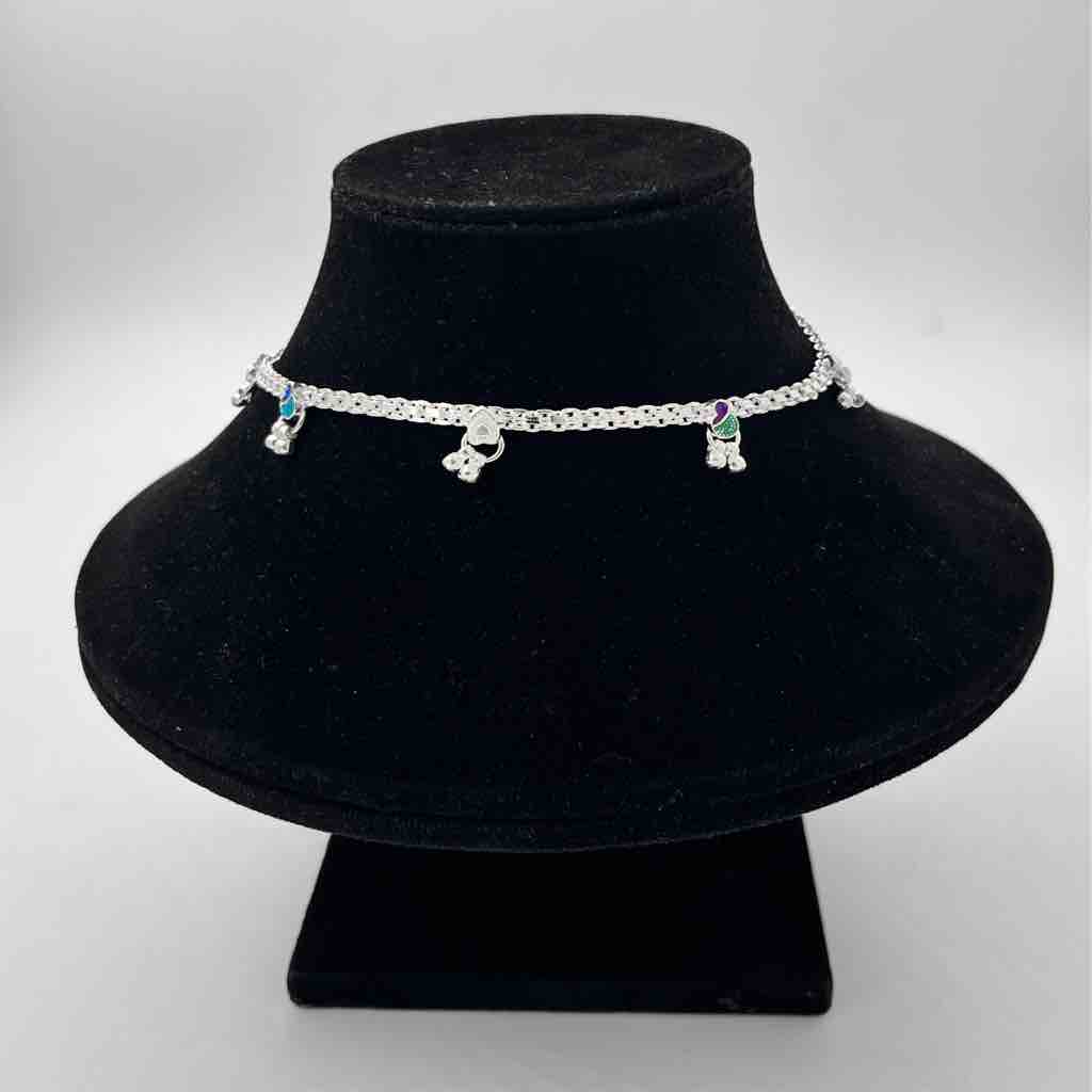 Silver Fancy Aagra Design Light Weight Anklets