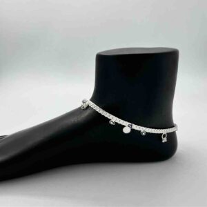 Silver Fancy Antique Design Light Weight Anklets