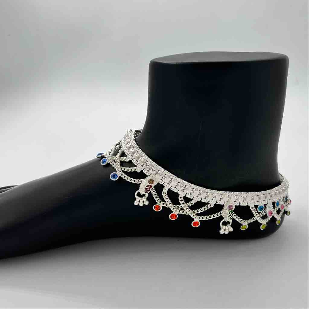 Silver Kismat Fancy Jull Design Anklets
