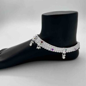 Silver Kismat Fancy Pola Patta Design Payal