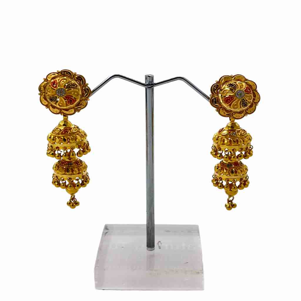 916 gold kalkati double jhumka  design tops