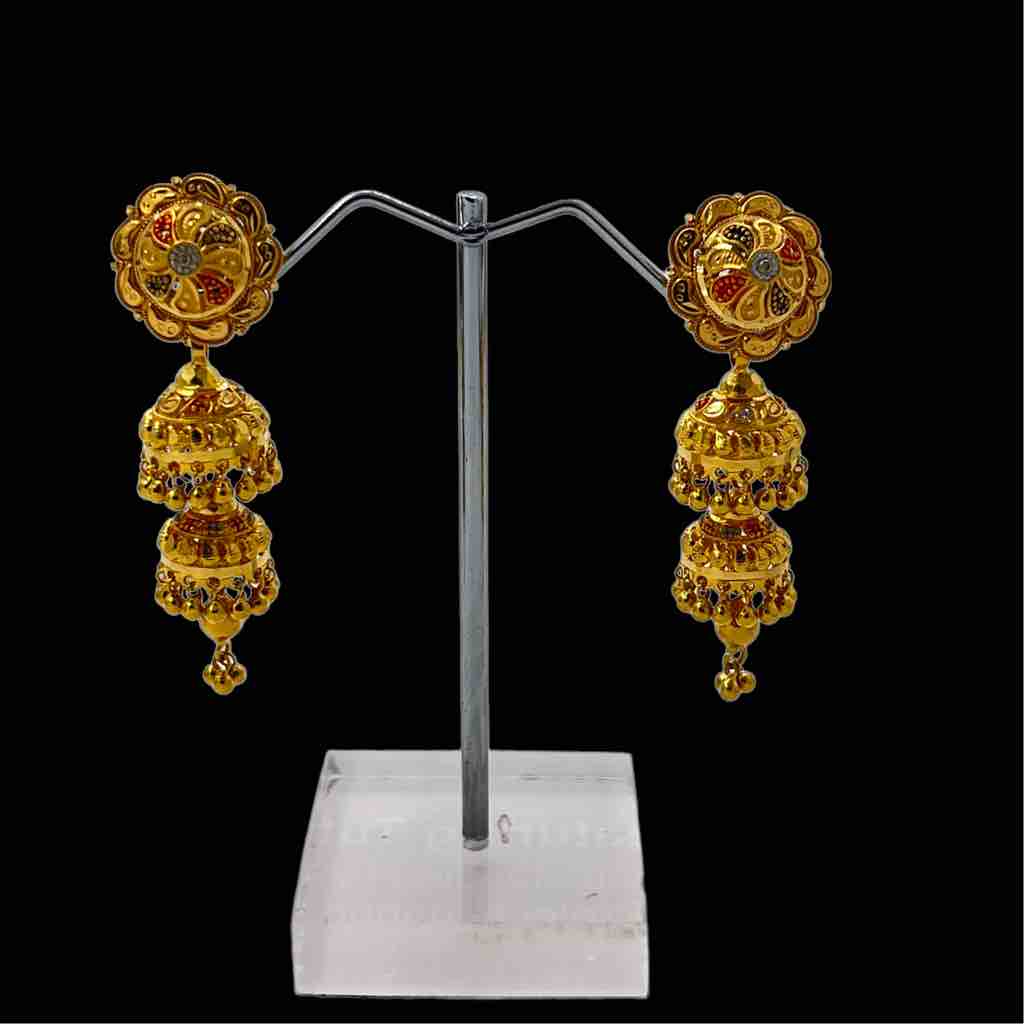 916 gold kalkati double jhumka  design tops