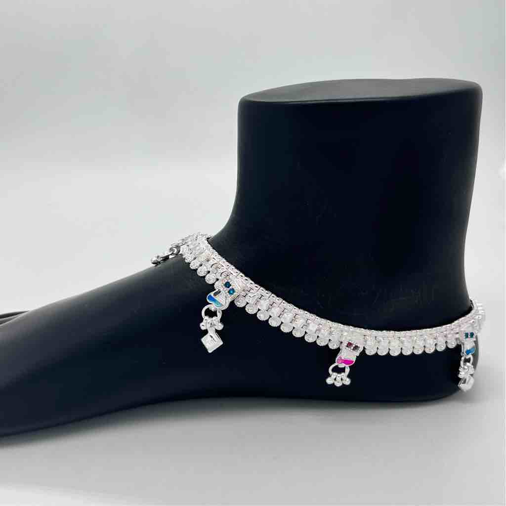 Silver Kismat Fancy Double Line Dal Design Payal