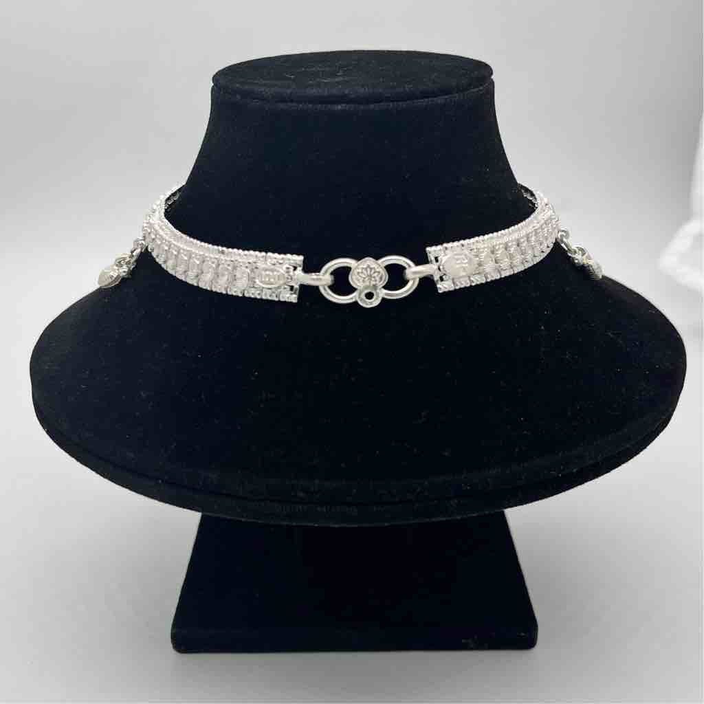 Silver Kismat Fancy Simple Three Line Design Anklets