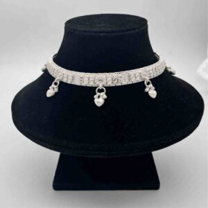 Silver Kismat Fancy Simple Three Line Design Anklets