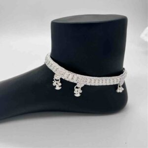 Silver Kismat Fancy Plain Design Anklets