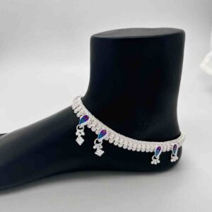 Silver kismat fancy dal design anklets