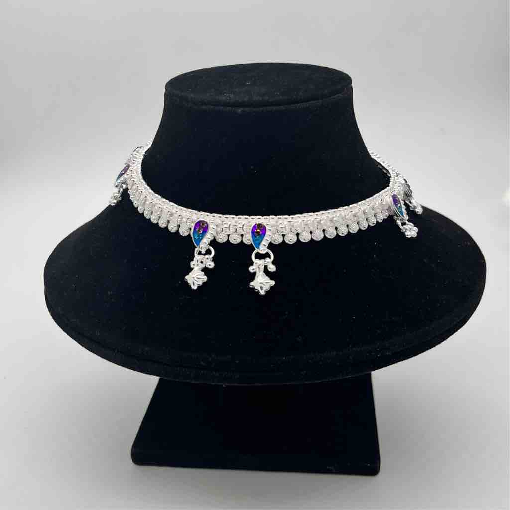 Silver kismat fancy dal design anklets