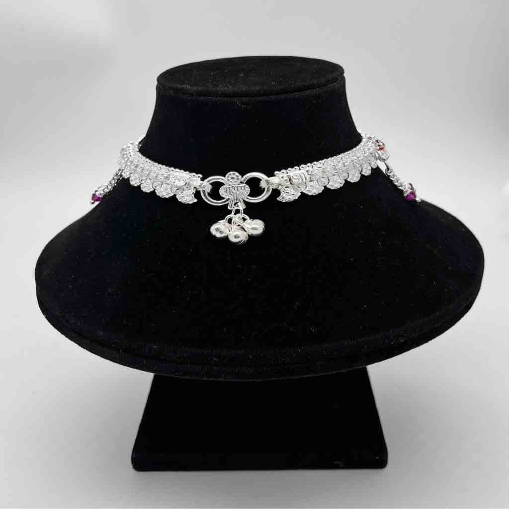 Silver Kismat Fancy Panadi Design Anklets