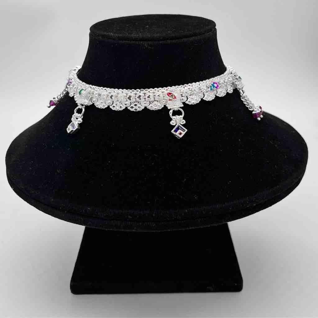 Silver Kismat Fancy Panadi Design Anklets