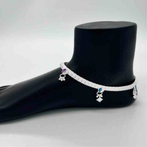 Silver Kismat Fancy Single Line Dal Design Anklets
