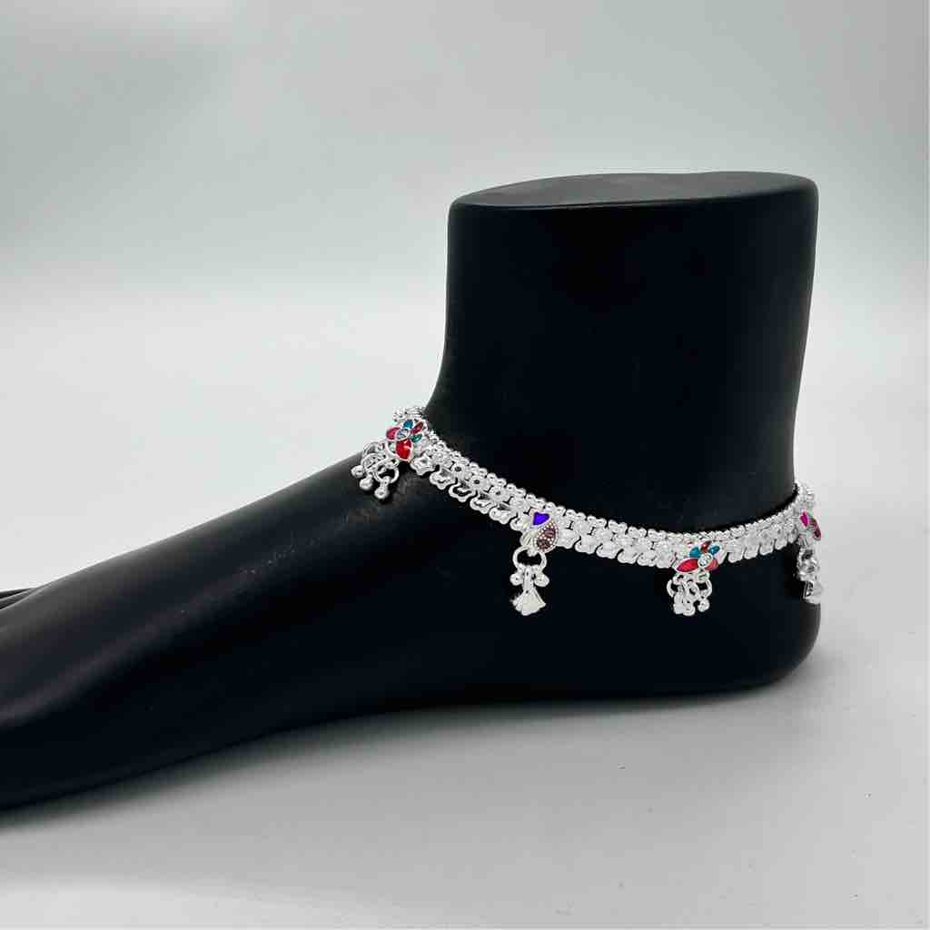 Silver Kismat Dal Design Fancy Anklets